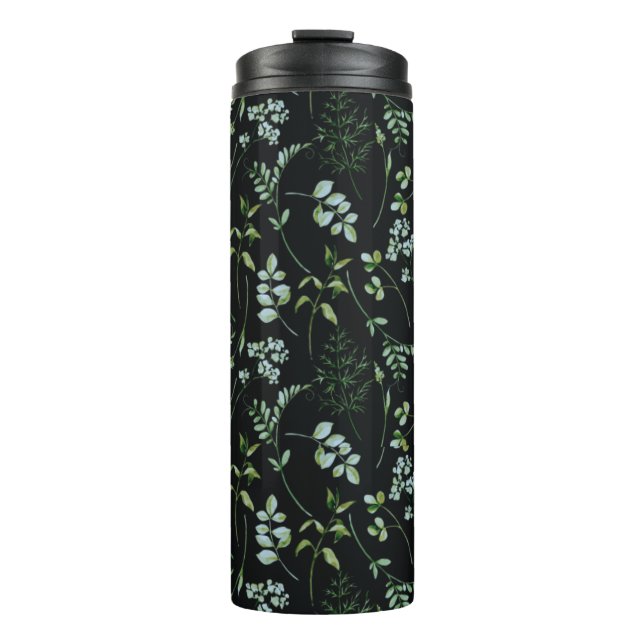 Watercolor Eucalyptus Greenery Leaves Thermal Tumbler (Front)