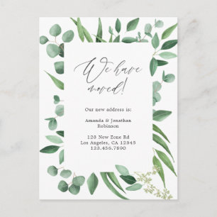 Watercolor Eucalyptus Greenery New Address Announcement Postcard