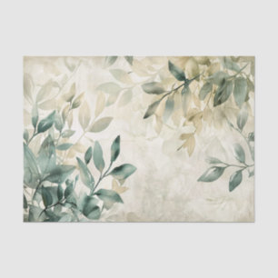 Watercolor Eucalyptus Greenery on Cream Decoupage Tissue Paper
