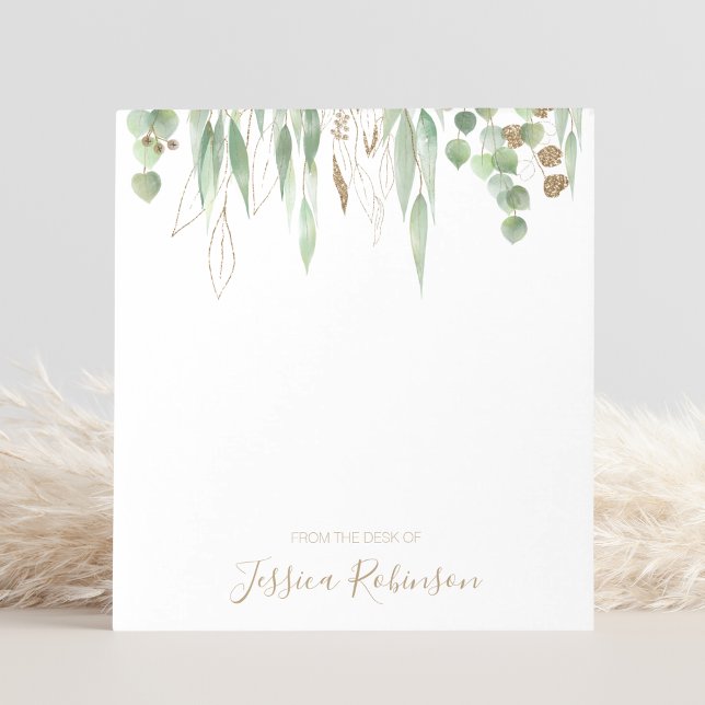 Watercolor Eucalyptus Greenery Personalized Notepad (Creator Uploaded)