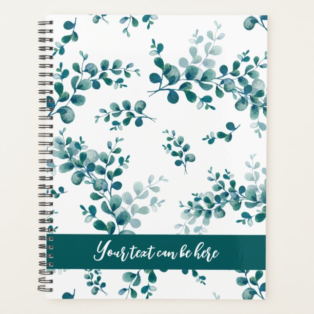 Watercolor eucalyptus greenery planner (Front)