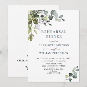 Watercolor Eucalyptus Greenery Rehearsal Dinner Invitation