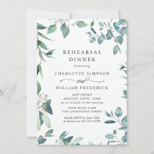 Watercolor Eucalyptus Greenery Rehearsal Dinner Invitation