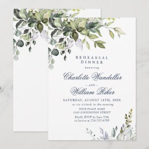 Watercolor Eucalyptus Greenery Rehearsal Dinner Invitation