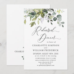 Watercolor Eucalyptus Greenery Rehearsal Dinner Invitation