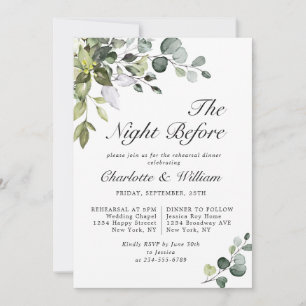 Watercolor Eucalyptus Greenery Rehearsal Dinner Invitation