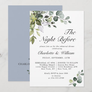 Watercolor Eucalyptus Greenery Rehearsal Dinner Invitation