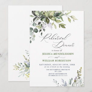 Watercolor Eucalyptus Greenery Rehearsal Dinner Invitation