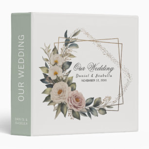 Watercolor Eucalyptus Greenery Rose Floral Wedding Binder