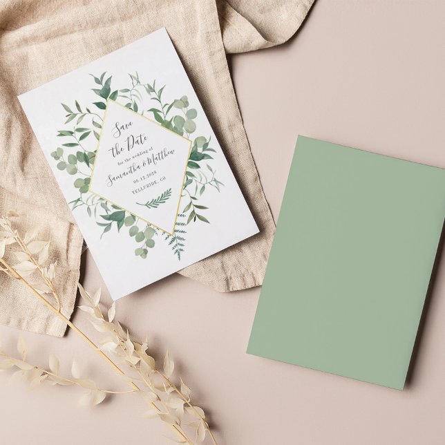 Watercolor Eucalyptus Greenery Save the Date (Creator Uploaded)