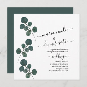 Watercolor Eucalyptus Greenery Script Wedding Invitation