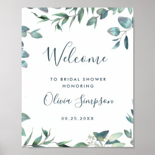 Watercolor Eucalyptus Greenery Sign Bridal Shower