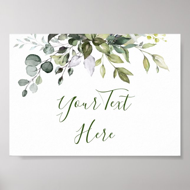 Watercolor Eucalyptus Greenery Sign Poster (Front)