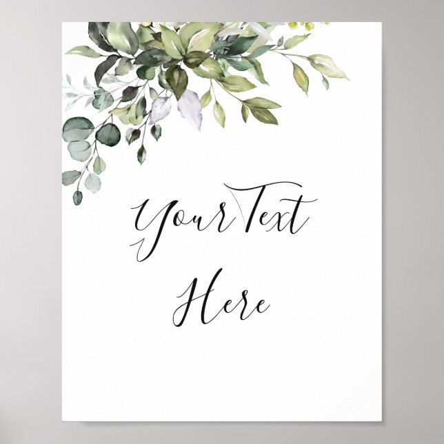 Watercolor Eucalyptus Greenery Sign Poster (Front)