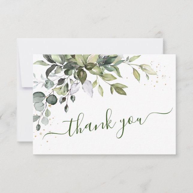 Watercolor Eucalyptus Greenery Thank You Card (Front)