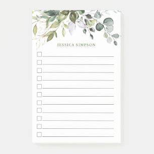 Watercolor Eucalyptus Greenery To-Do List Post-it Notes