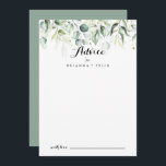 Watercolor Eucalyptus Greenery Wedding Advice Card<br><div class="desc">This watercolor eucalyptus greenery wedding advice card is perfect for a rustic wedding. This artistic design features hand-drawn, watercolor eucalyptus green foliage, inspiring natural beauty. These cards are perfect for a wedding, bridal shower, baby shower, graduation party & more. Personalize the cards with the names of the bride and groom,...</div>