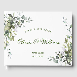 Watercolor Eucalyptus Greenery Wedding Guest Book