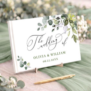 Watercolor Eucalyptus Greenery Wedding Guest Book