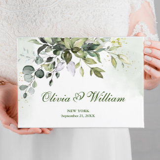 Watercolor Eucalyptus Greenery Wedding Guest Book