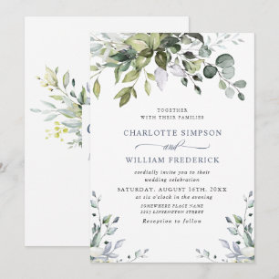 Watercolor Eucalyptus Greenery Wedding Invitation