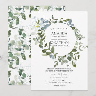Watercolor Eucalyptus Greenery Wedding Invitation