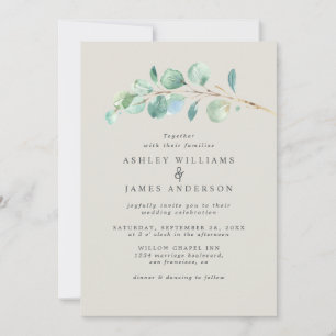 Watercolor Eucalyptus Greenery Wedding Invitation