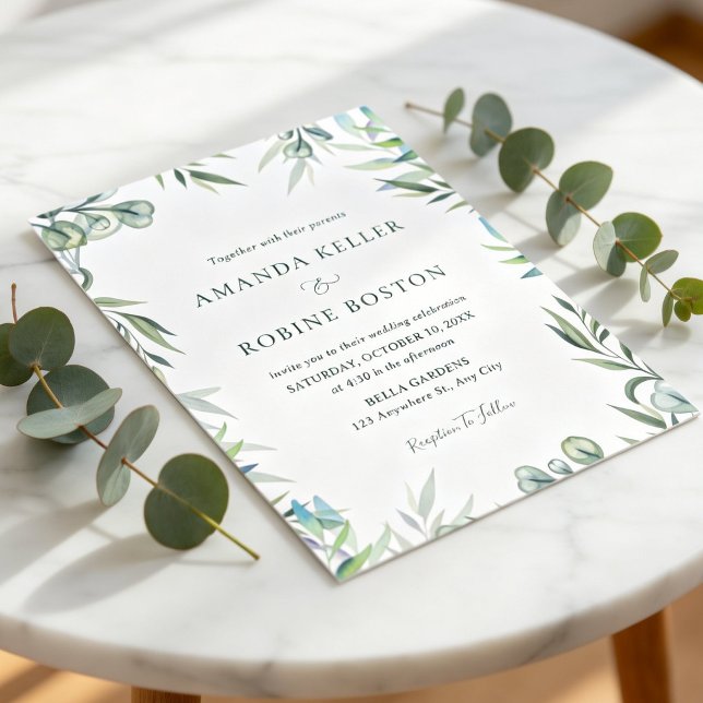 Watercolor Eucalyptus Greenery Wedding Invitation (Créateur téléchargé)