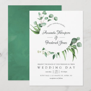 Watercolor Eucalyptus Greenery Wedding Invitation