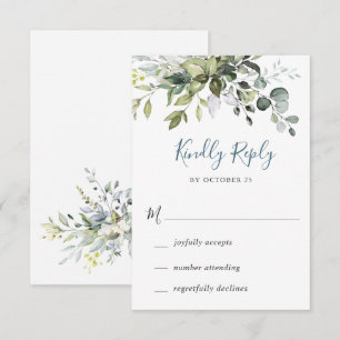 Watercolor Eucalyptus Greenery Wedding RSVP Card