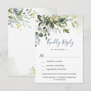 Watercolor Eucalyptus Greenery Wedding RSVP Card