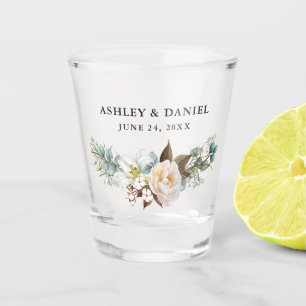 Watercolor Eucalyptus Greenery Wedding Shot Glass