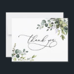 Watercolor Eucalyptus Greenery Wedding  Thank You Card<br><div class="desc">Designed to coordinate with our Boho Greenery wedding collection,  this customizable Flat Thank You card features mixed watercolor greenery leaves paired with a classy serif font in black for an optional message on the back. Matching items available.</div>