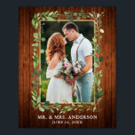 Watercolor Eucalyptus Greenery Wood Gold Photo Poster<br><div class="desc">Watercolor Eucalyptus Greenery Gold Frame Wedding Photo Poster - Rustic Country Wood</div>