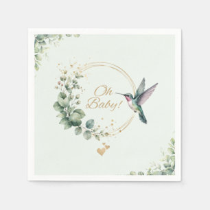 Watercolor Eucalyptus Hummingbird Baby Shower  Napkin