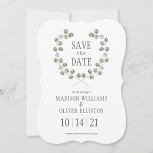 Watercolor Eucalyptus Leaf Frame   Save the Date