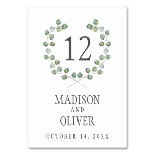 Watercolor Eucalyptus Leaf Frame   Wedding Table Number
