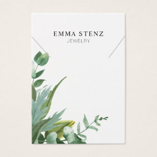 Watercolor Eucalyptus Leaf Necklace Display Card