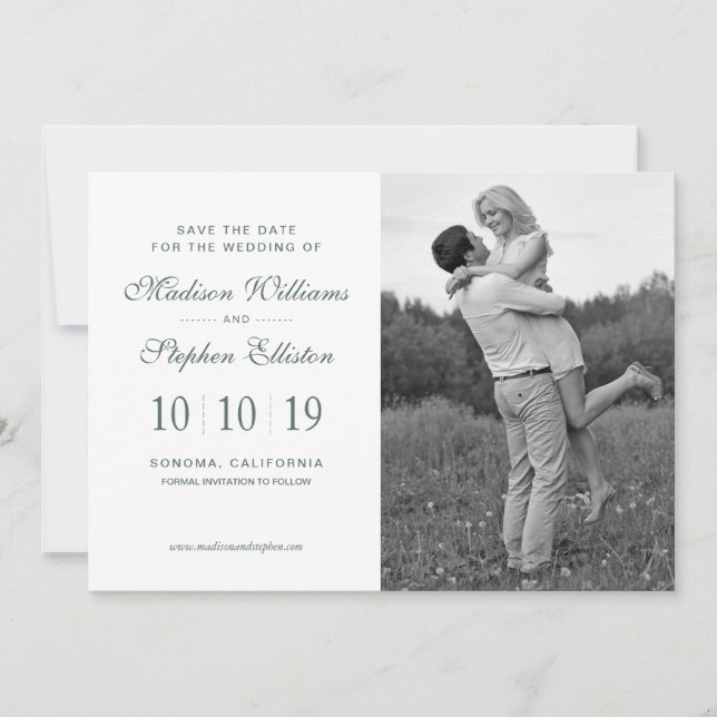 Watercolor Eucalyptus Leaf Pattern - Save the Date (Front)