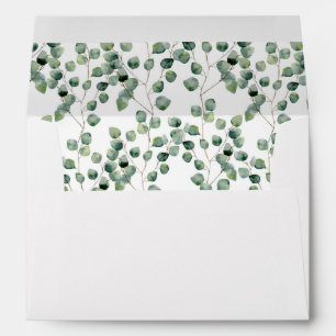 Watercolor Eucalyptus Leaf Pattern -  Wedding Envelope