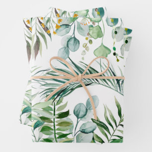  Watercolor Eucalyptus Leaves Botanical Pattern  Wrapping Paper Sheet