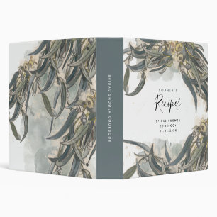 Watercolor Eucalyptus Leaves Bridal Shower Recipes Binder