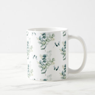 Watercolor eucalyptus leaves coffee mug