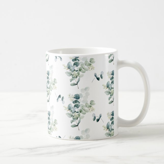 Watercolor eucalyptus leaves  coffee mug (Right)