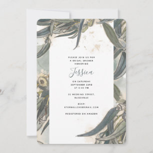Watercolor Eucalyptus Leaves Green Bridal Shower Invitation