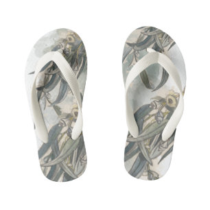 Watercolor Eucalyptus Leaves Greenery   Kid's Flip Flops