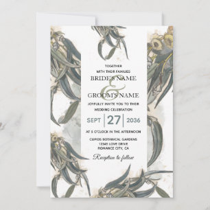 Watercolor Eucalyptus Leaves Greenery Wedding Invitation