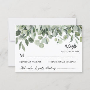 Watercolor Eucalyptus Leaves Greenery Wedding RSVP Card