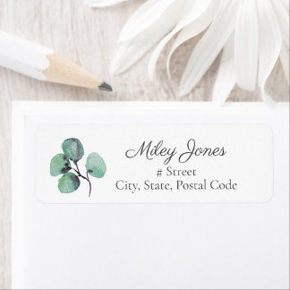 Watercolor Eucalyptus Leaves Return Address Label