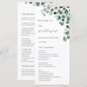 Watercolor Eucalyptus Leaves Wedding Program